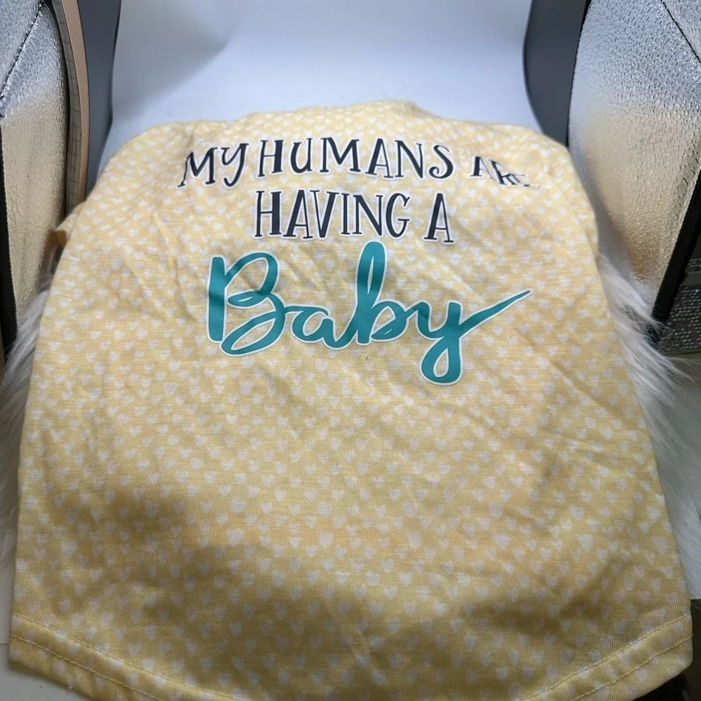 💜3/$15 Yellow Baby Announcement dog shirt